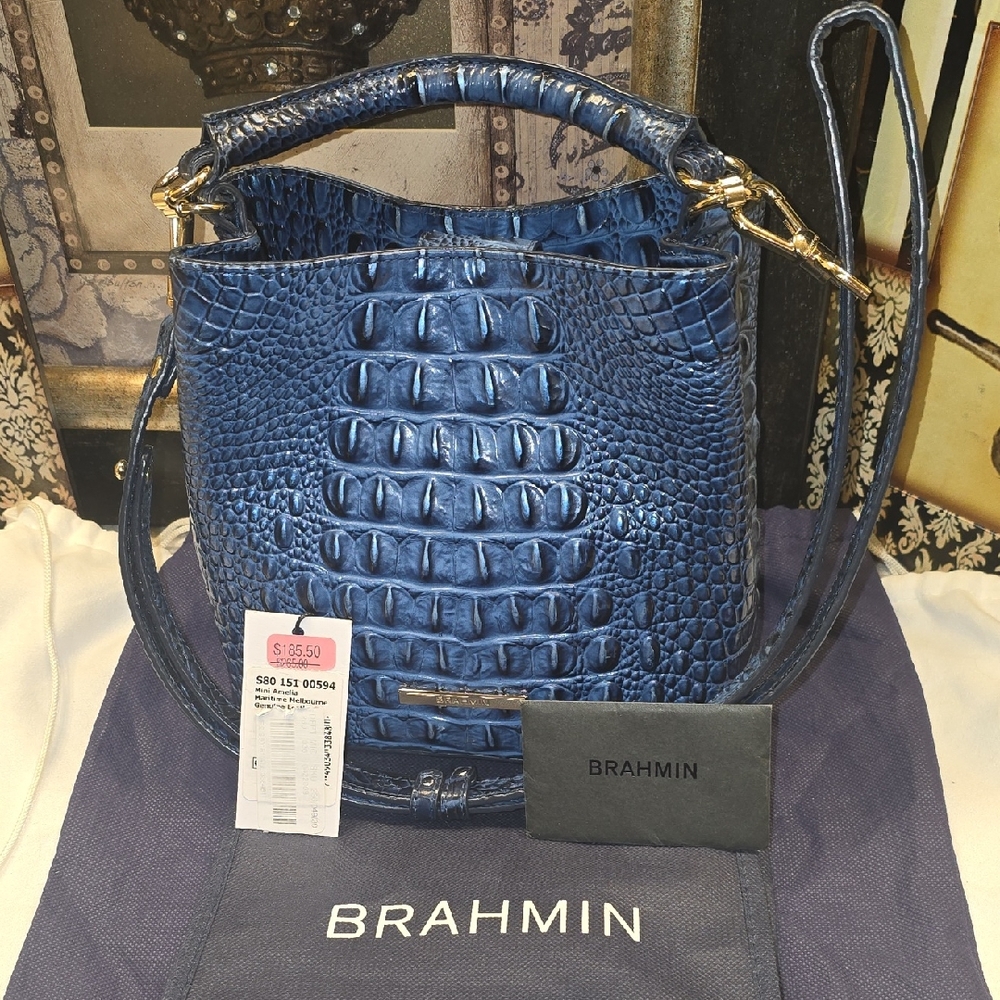NWT- Brahmin Mini Amelia Maritime Melbourne Leather 8 1/2 X 8 X 5
